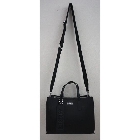 DKNY R52DAL34 O/S Black Perforated Monogram Fidela Satchel/Crossbody Bag - Picture 12 of 16